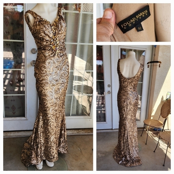 Fouad Sarkis Couture Designer‎ Stunning  Unique Dress Long Evening Gown - Picture 3 of 9